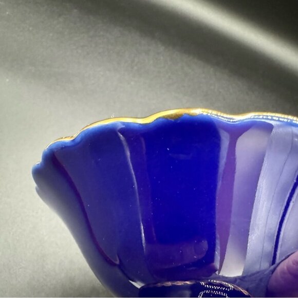 Limoges France Cobalt Blue and Gold “The Proposal” Andre Prevot Trinket Dish - Picture 7 of 13